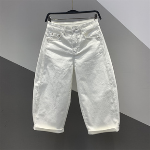 女百搭宽松显瘦八分老爹哈伦裤 高腰阔腿牛仔弯刀裤 新款 2025年秋季