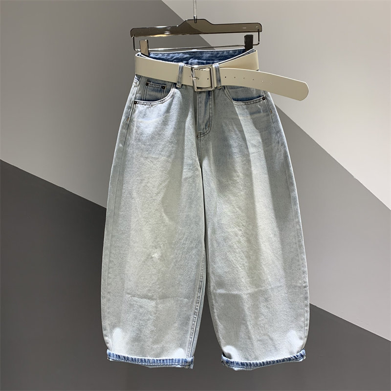 2026年春季新款做旧水洗牛仔哈伦裤女百搭宽松八分阔腿老爹萝卜裤,女装/女士精品,牛仔裤,淘宝优惠券,粉丝福利购,淘宝优惠卷