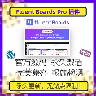 Fluent Boards Pro 插件 WP项目管理插件 可视化 WP任务管理 官方