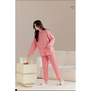 【乔夫人】断码青仓家居服   +升级款100%全棉色织四层纱睡衣家居