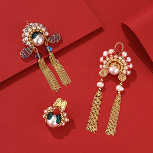 原创设计珍珠刀马旦脸谱胸针国风新中式设计感高档气质精致别针女