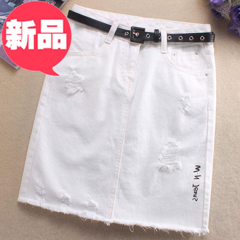 2019韓版14修身牛仔短裙女春中腰新款百搭白色包臀破洞毛邊半身裙在類目 女裝/女士精品, 半身裙中 - 來自Buy2taobao.com提供專業的淘寶代購服務