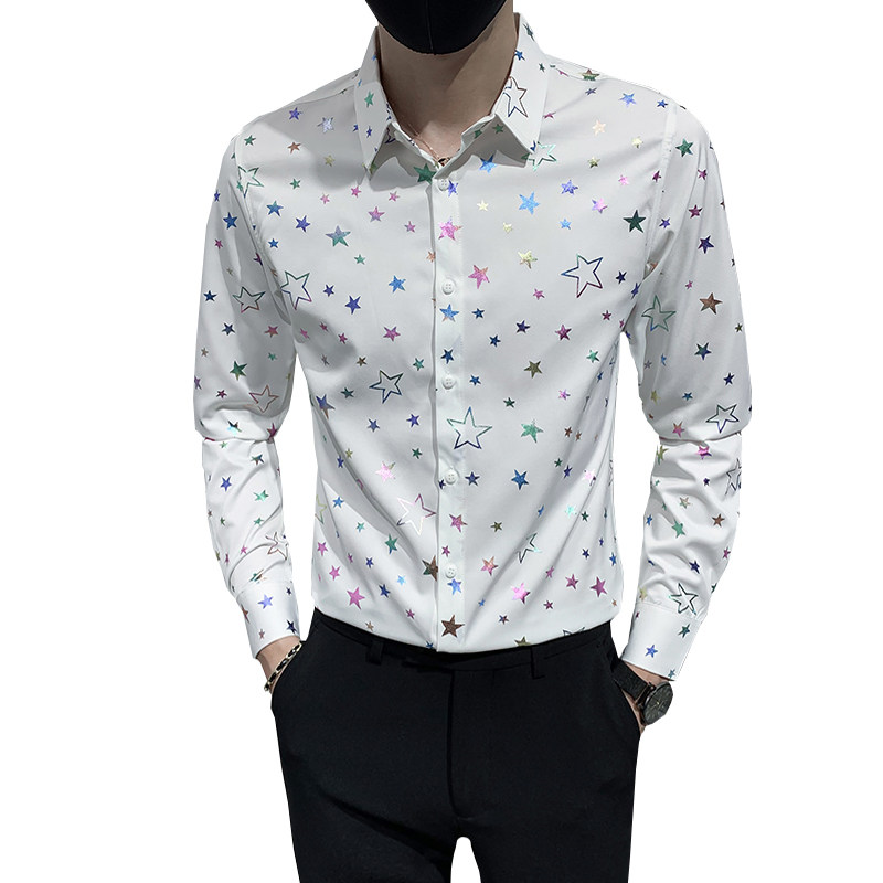 2021轻熟风男士印花长袖衬衣潮流修身衬衫301A-1/CS303/P55M-4XL,男装衬衫,星座301A-1