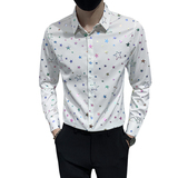 2021轻熟风男士印花长袖衬衣潮流修身衬衫301A-1/CS303/P55M-4XL，男装衬衫，星座301A-1