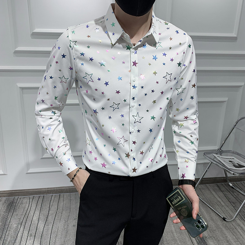 2021轻熟风男士印花长袖衬衣潮流修身衬衫301A-1/CS303/P55M-4XL,男装衬衫,星座301A-1