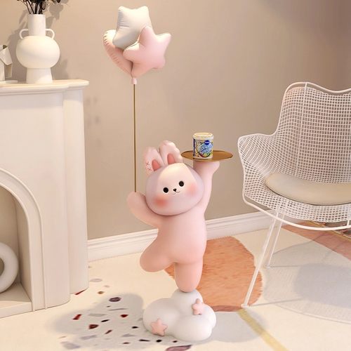 MSKA可爱兔客厅大型落地摆件电视柜沙发旁托 托盘创意装饰品乔迁