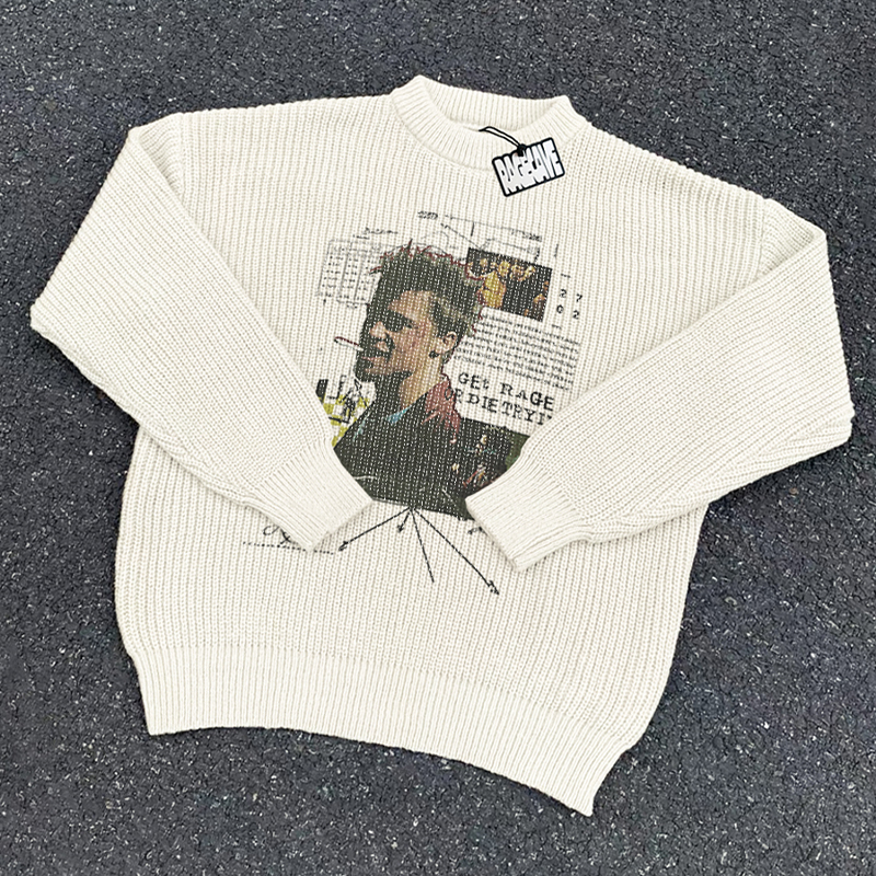 RC搏击俱乐部圆领套头针织毛衣男