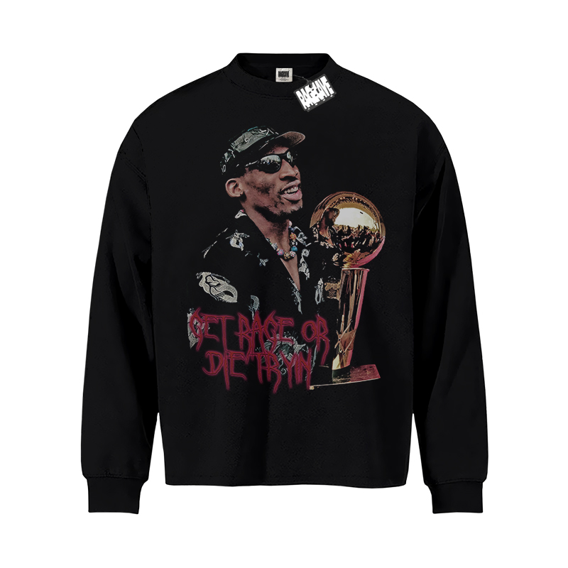 RC罗德曼vintage印花长袖T恤卫衣