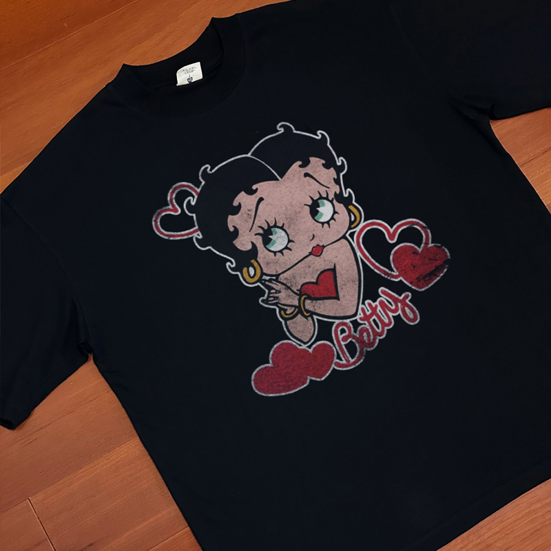 RC复古Betty卡通印花国潮情侣T恤