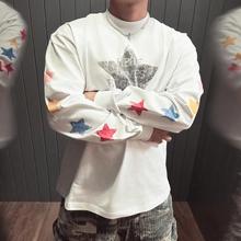 RAGECAVE彩色星星美式复古vintage日本进口印花情侣长袖T恤上衣男