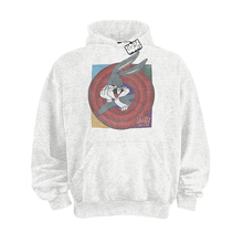 RAGECAVE兔八哥美式卡通vintage水洗复古印花加绒情侣连帽卫衣男