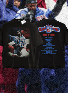 RAGECAVE超级碗中场秀Kendrick嘻哈美式做旧印花重磅情侣圆领T恤