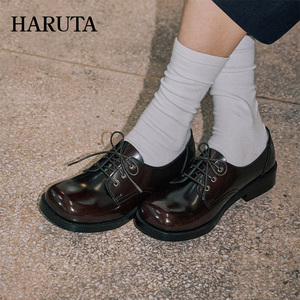 Haruta4902粗跟单鞋女平底英伦鞋子女学生百搭森日系jk制服小皮鞋