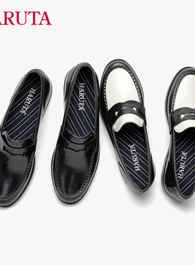 Haruta日系百搭低跟时尚休闲CK100女款一体浇铸晴雨鞋钱币乐福鞋