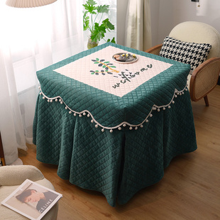 烤火桌子罩套正方形烤火罩电炉罩冬季加绒加厚新款取暖桌子罩套