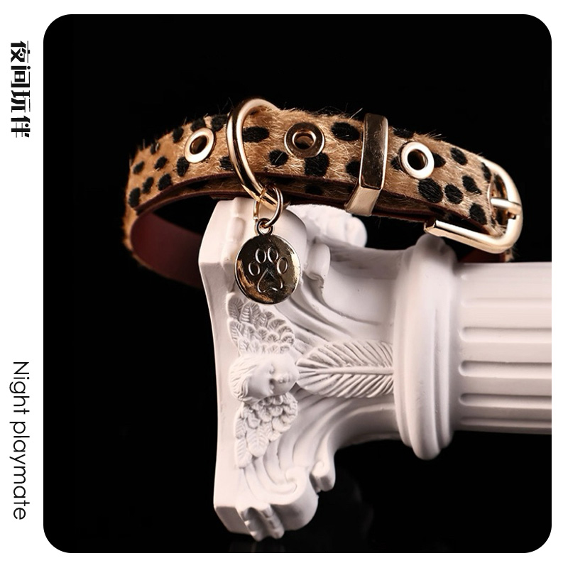 夜间玩伴 情调豹纹项圈颈圈男女choker项链k9小狗puppy牵引绳