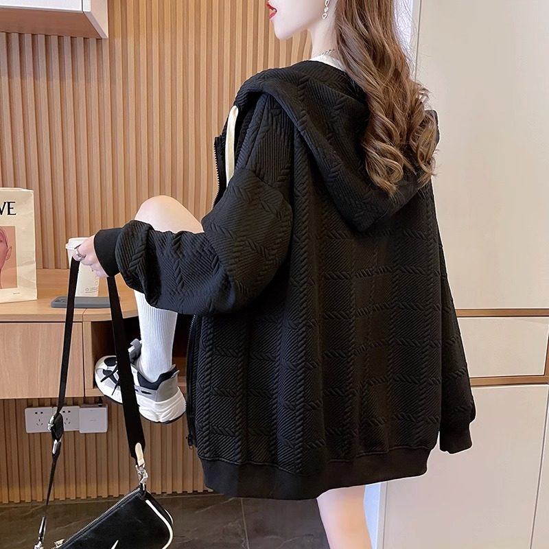 小香风外套女2025新款爆款秋冬休闲宽松慵懒风连帽开衫卫衣外套女