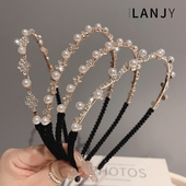 复古珍珠水钻细边发箍女2025年新款 气质外出发箍百搭洗脸发卡 时尚