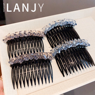 韩国时尚高端水晶倒插发梳碎发整理无痕发卡日常简约刘海夹发饰女