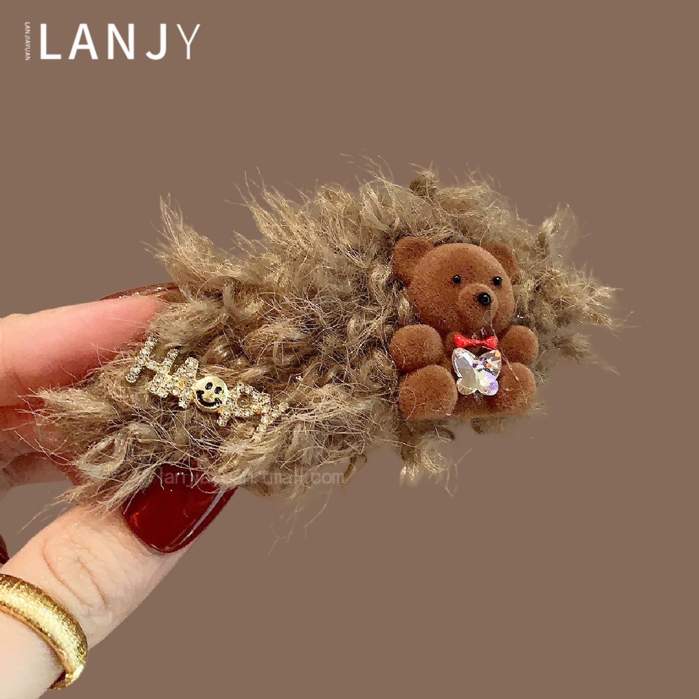 韩版秋冬毛绒可爱小熊发夹