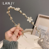 珍珠蝴蝶结高级感发箍女森系超仙美复古百搭压发发卡细头箍发饰