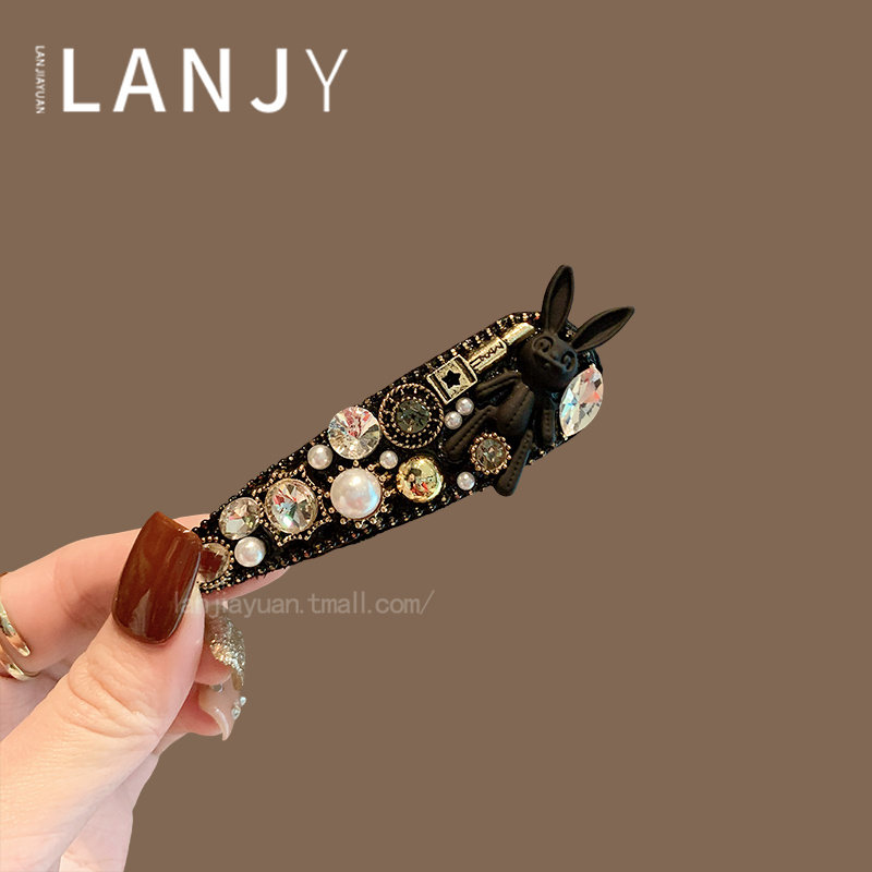 轻奢高级感重工满钻兔子发夹韩版小香风复古刘海bb夹一字夹侧边夹,饰品/流行首饰/时尚饰品新,发饰,淘宝优惠券,粉丝福利购,淘宝优惠卷