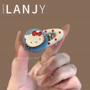 甜美可爱卡通猫咪发夹儿童侧边刘海夹简约百搭红色波点鸭嘴夹发卡