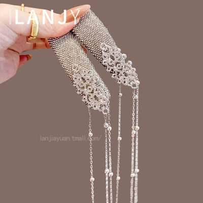 新中式珍珠流苏侧边夹小众设计感