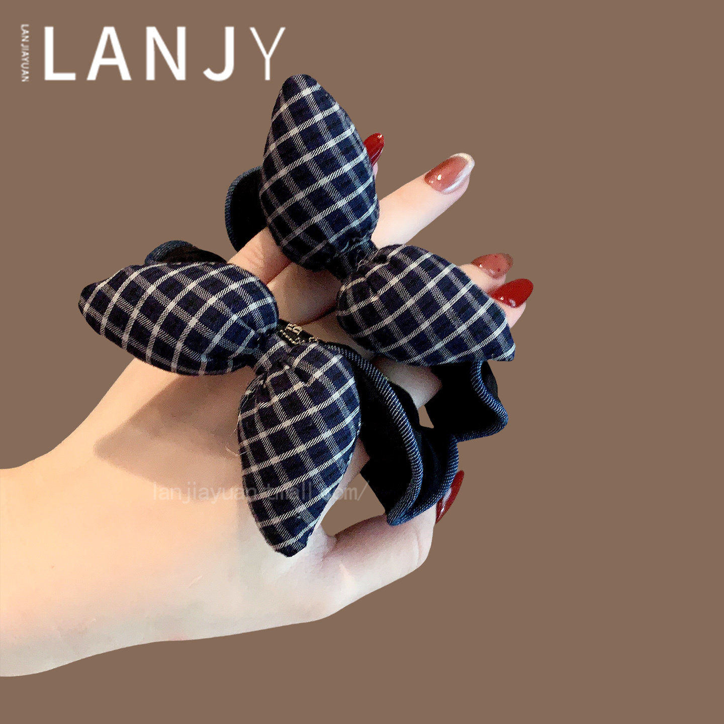 韩系蓝色格纹蝴蝶结小肠圈立体兔子耳朵扎发头绳时尚高级感发绳女,饰品/流行首饰/时尚饰品新,发饰,淘宝优惠券,粉丝福利购,淘宝优惠卷