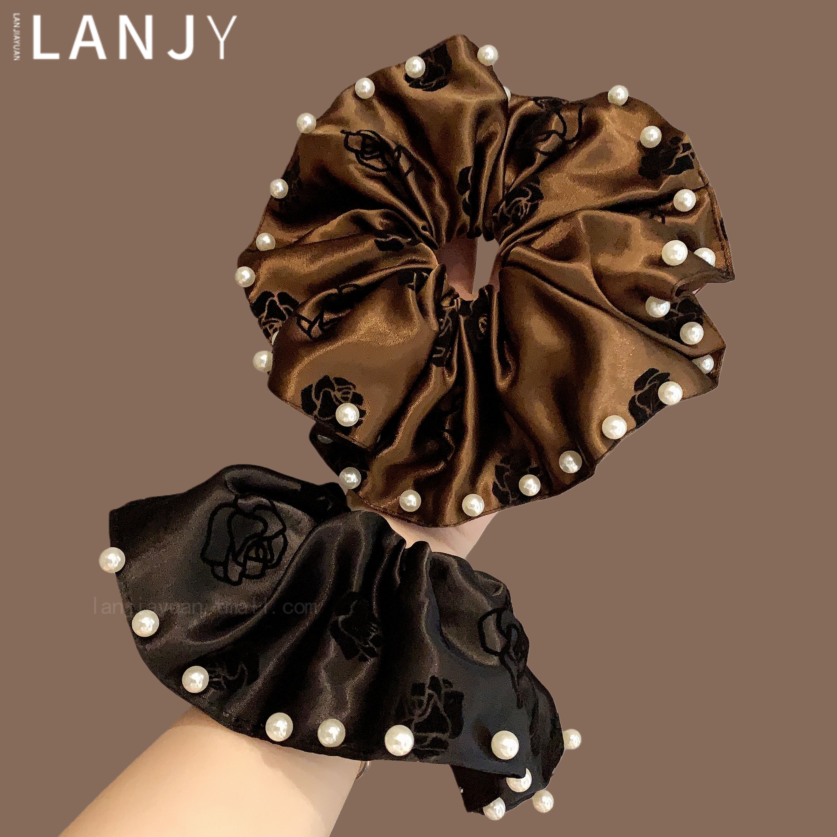 时尚高颜值玫瑰印花大肠发圈复古优雅珍珠扎发头绳气质显发量发绳,饰品/流行首饰/时尚饰品新,发饰,淘宝优惠券,粉丝福利购,淘宝优惠卷