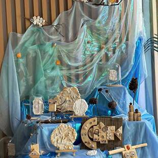 幼儿园环创欧根纱布料渐变幻彩珍珠纱玻璃纱装饰森系自然教育手工