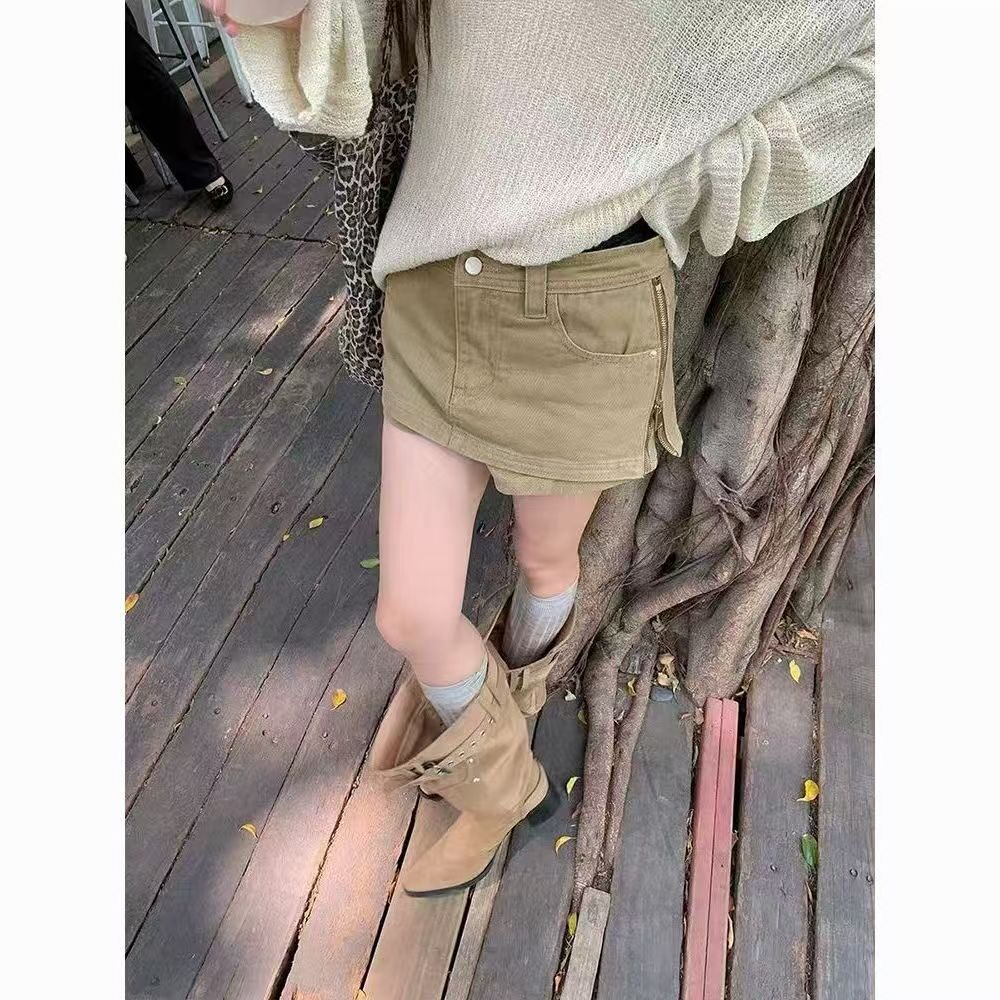 美式复古卡其色工装牛仔
