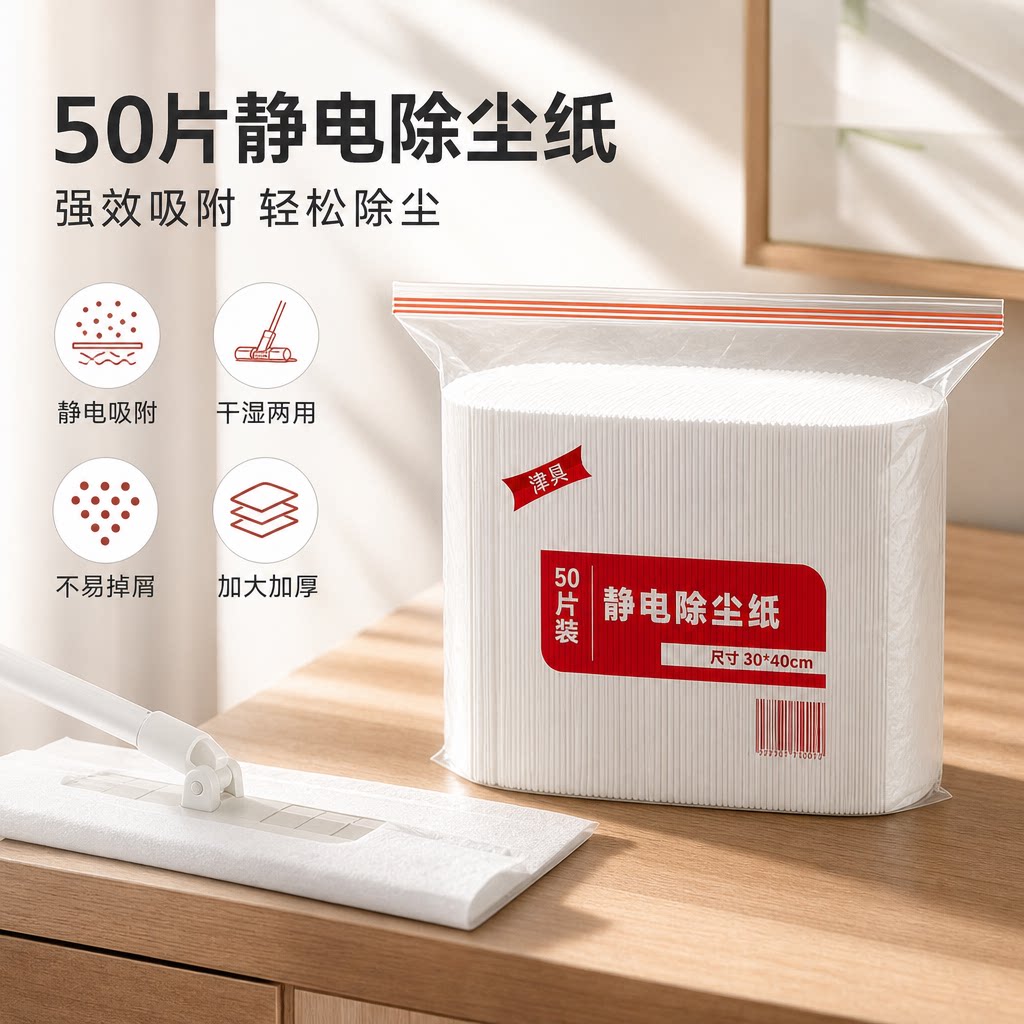 火灵儿静电除尘纸一次性免洗加厚