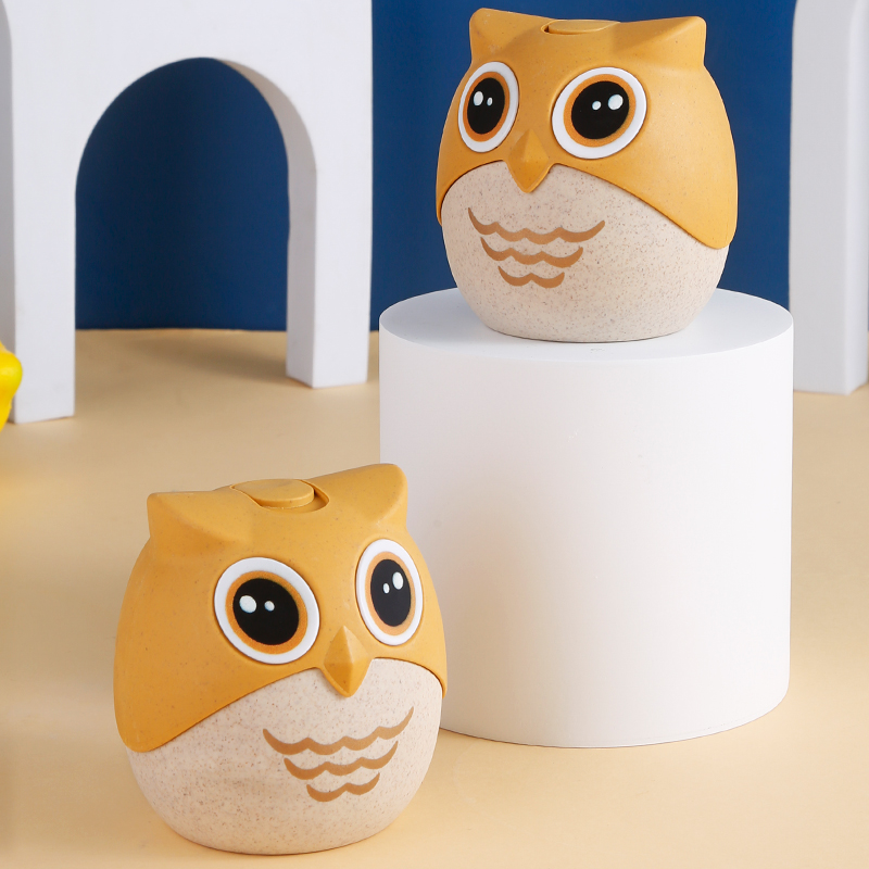 卡通猫头鹰牙签筒可爱便携滑盖