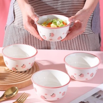 陶瓷餐具日式创意祝福水果碗碗家用吃饭专用小碗精致可爱饭碗