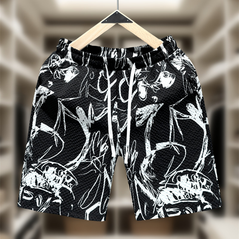 短裤男2026夏季潮牌高端时尚休闲五分裤修身外穿大花裤衩沙滩裤子
