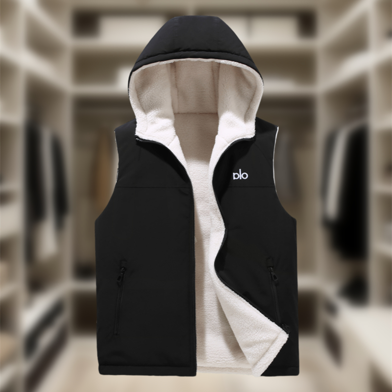 双面可穿棉马甲男士连帽坎肩背心