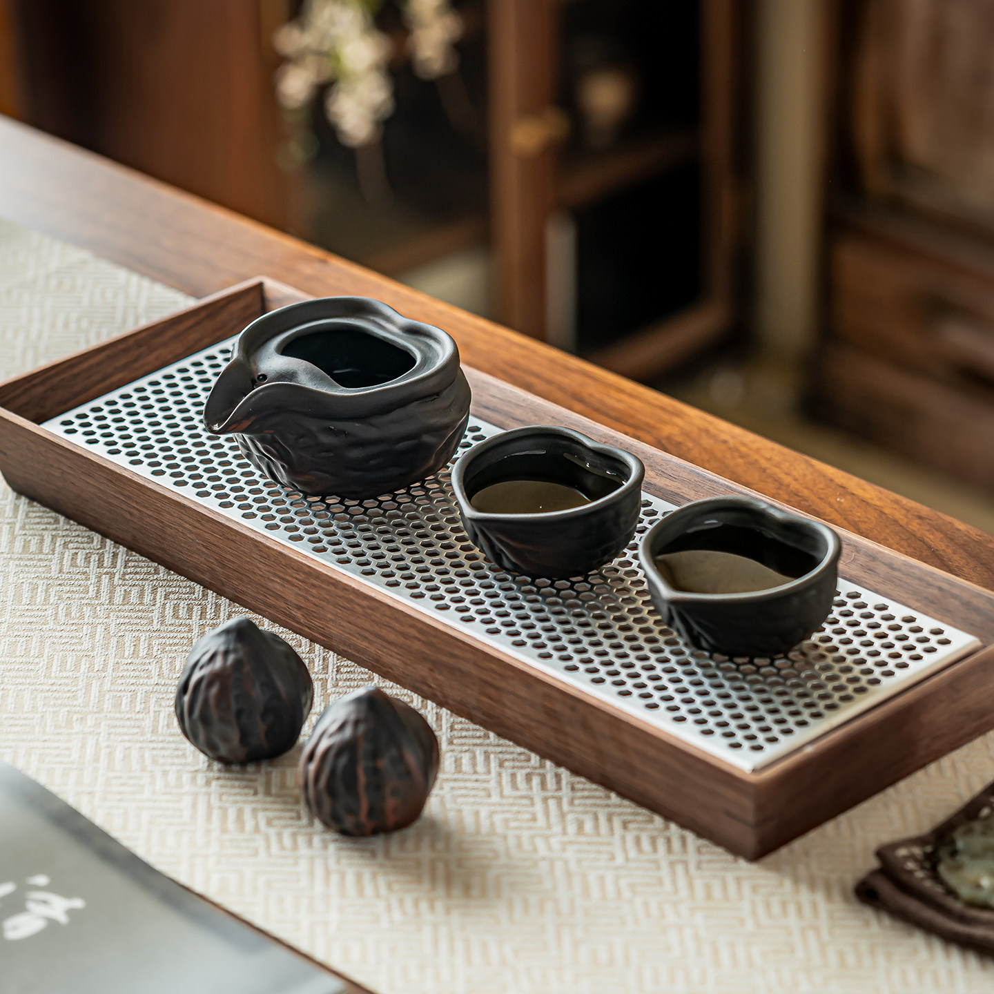 紫陶文玩核桃旅行茶具套装
