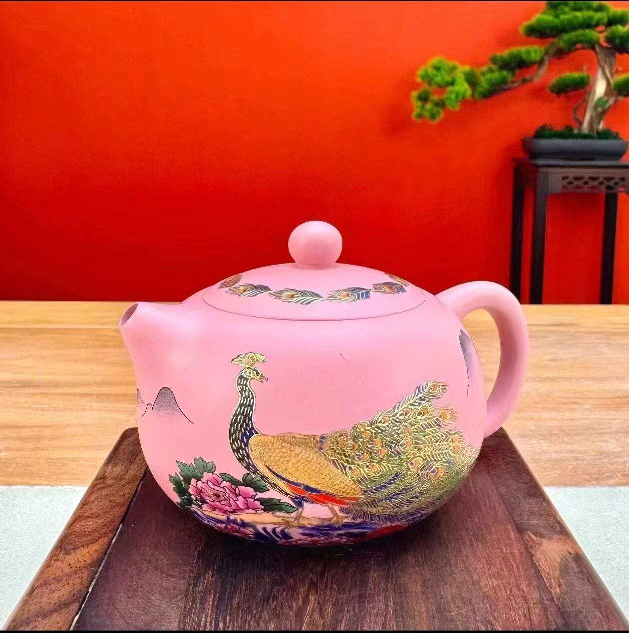 粉泥手工紫砂凤鸣壶送礼盒