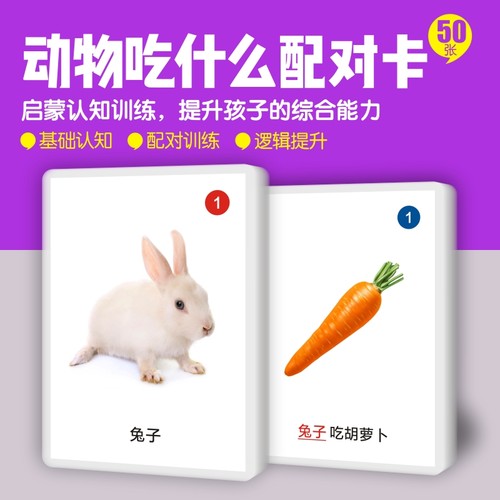 动物吃什么卡康复训练教具认知卡