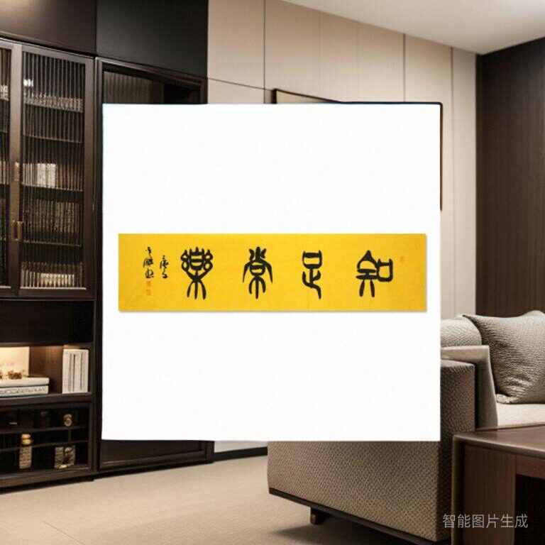 手写真迹原作老书法家知足常乐篆书毛笔字书房装饰挂画卷轴装裱
