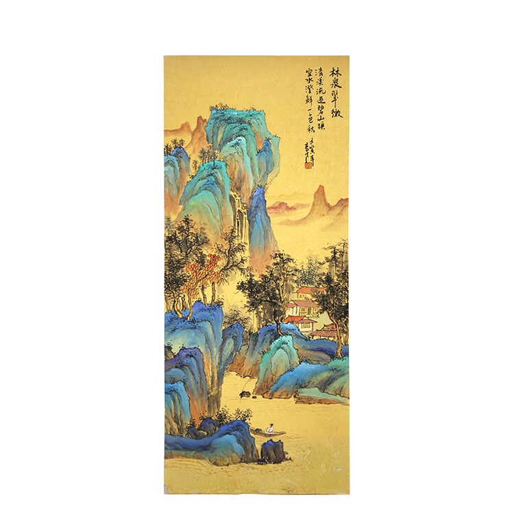 杨青才原创字画手绘工笔青绿国画现代玄关客厅装饰竖幅装裱装框