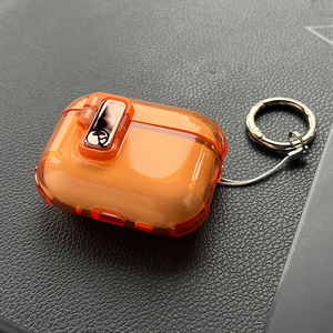 airpodspro3保护壳耳机保护套2代适用苹果蓝牙二代透明ipods自动弹盖一体软壳防摔高级感airpods第三代盒橙色