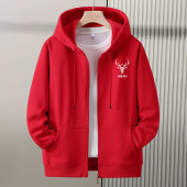 秋冬连帽开衫 加绒加厚胖子学生拉链夹克外套潮 卫衣男青年宽松大码