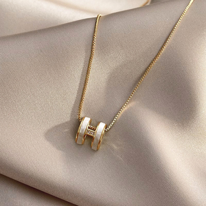 奥特莱斯折扣店清仓18K金项链限时折扣镶钻贝母纯银女配饰专柜