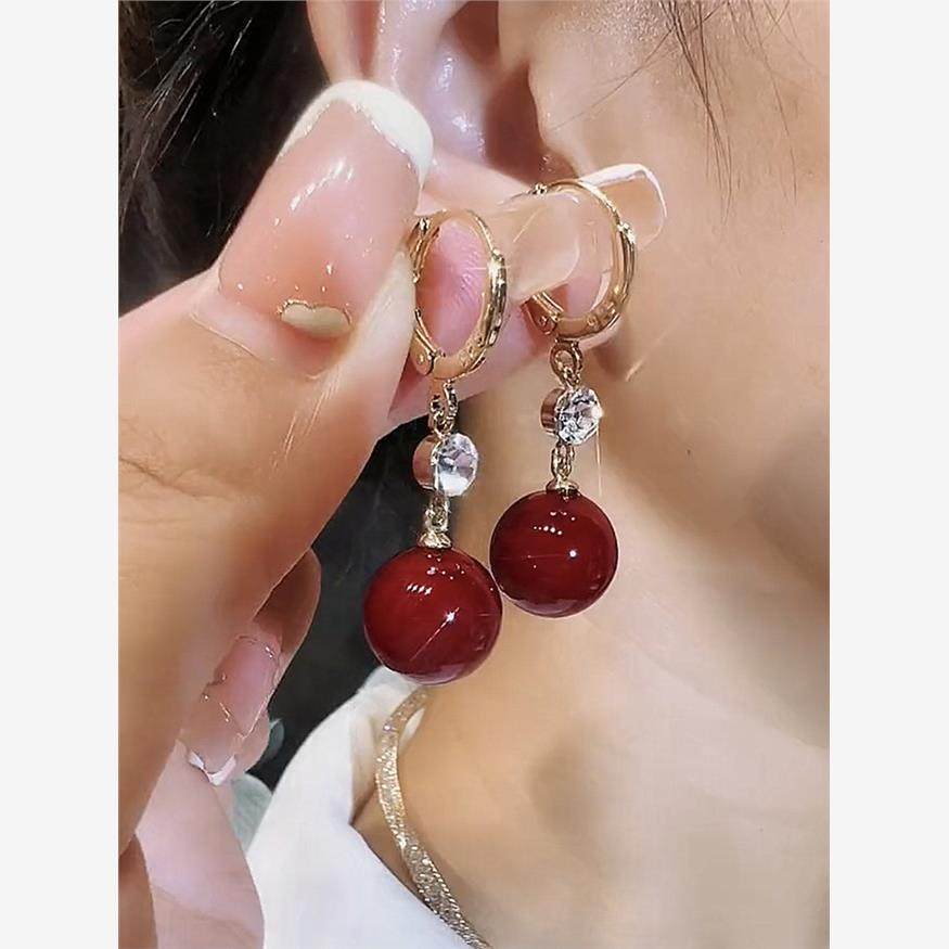 奥特专柜耳环红珍级纯坠莱斯柜撤折扣色珠耳饰女高感轻奢银耳,运动/瑜伽/健身/球迷用品,亲子家庭装,淘宝优惠券,粉丝福利购,淘宝优惠卷