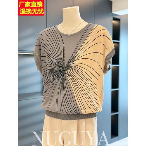 时尚洋气冰丝针织衫女妈妈装夏装新款上衣气质T恤百搭中老年小衫