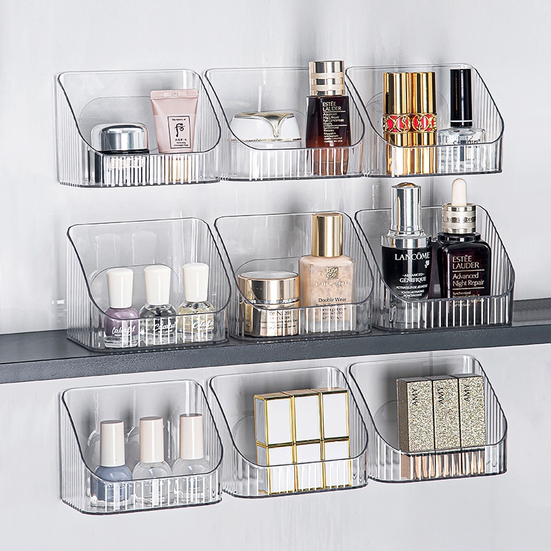 壁挂式化妆品收纳盒 多功能桌面整理置物架 浴室免打孔无痕收纳盒