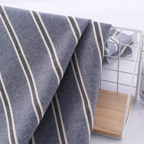 棉麻宽条纹布料色织提花面料麻布家纺箱包鞋材手袋抱枕礼盒布