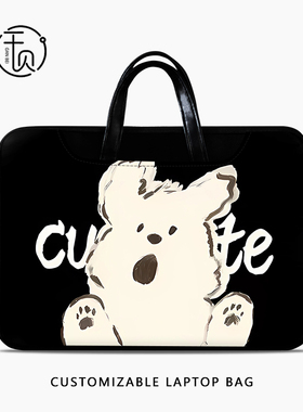 惊讶小狗笔记本手提包适用联想苹果戴尔惠普华为matebook14小米pro13华硕男16女air15.6寸macbook电脑内胆包
